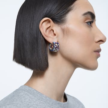 Curiosa hoop earrings, Blue - Swarovski, 5599877