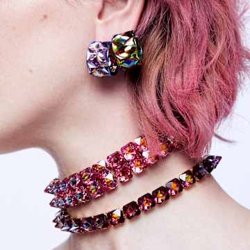 Curiosa 大圈耳环, 三角形切割, 蓝色 - Swarovski, 5599877
