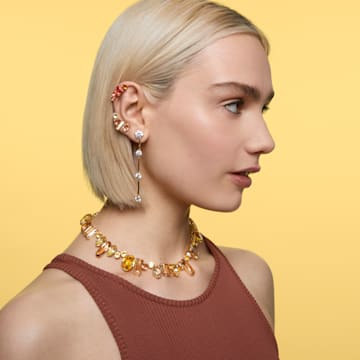 Constella earrings, Asymmetrical, White, Matte gold-tone plated - Swarovski, 5600490