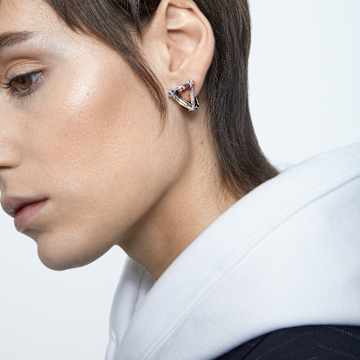 Boucle d’oreille à clipper Mesmera, Mono, Taille triangle, Blanche, Métal rhodié - Swarovski, 5600753