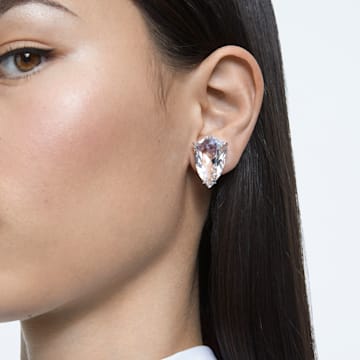 Mesmera 夹式耳环, 单只、三菱形切割, 白色, 镀铑 - Swarovski, 5600758