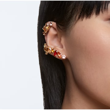 Gema clip earring, Set (3), Asymmetrical design, White, Gold-tone plated - Swarovski, 5600763