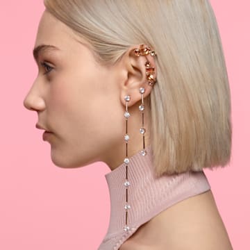 Gema clip earring, Single, Set (3), White, Gold-tone plated - Swarovski, 5600763