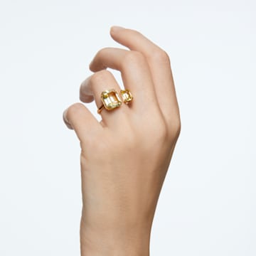 Koktejlový prsten Millenia, Osmihranný výbrus, Žlutá, Pokoveno ve zlatém odstínu - Swarovski, 5600916