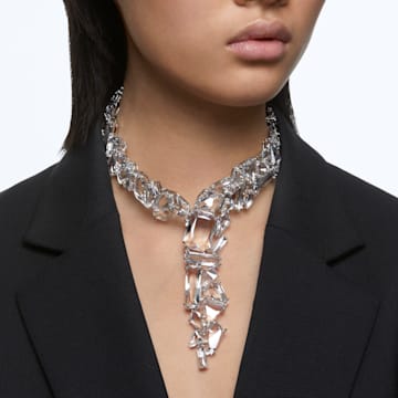 Mesmera Y-Halskette, Übergroße Kristalle, Weiß, Rhodiniert - Swarovski, 5601526