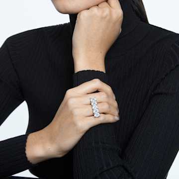 Millenia ring, Octagon cut, White, Rhodium plated - Swarovski, 5601593