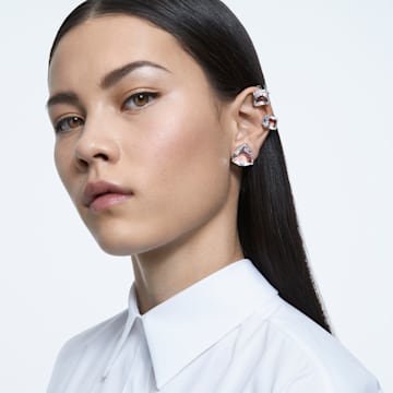 Millenia clip earring, Set (3), Asymmetrical design, White, Rhodium plated - Swarovski, 5602413
