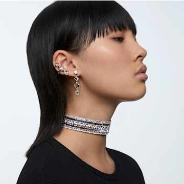 Millenia 이어링 커프, 세트(2), 비대칭 디자인, 화이트, 로듐 플래팅 - Swarovski, 5602782