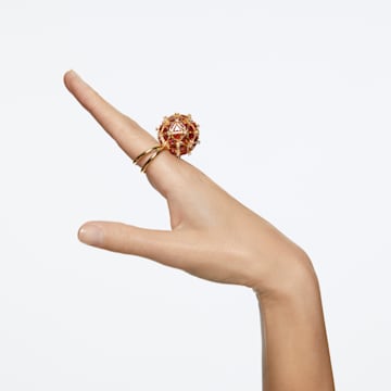 Curiosa 个性戒指, 圆形, 橙色, 镀金色调 - Swarovski, 5606949