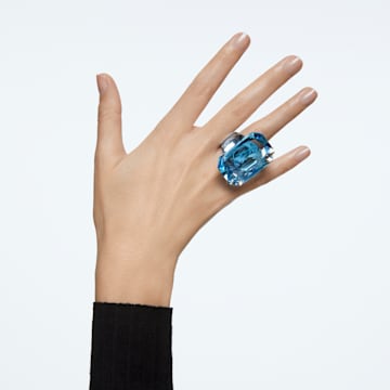 Lucent koktélgyűrű, Nagy méretű kristály, Nyolcszög metszés, Kék - Swarovski, 5607354