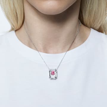 Chroma necklace, Octagon cut, Pink, Rhodium plated - Swarovski, 5608647