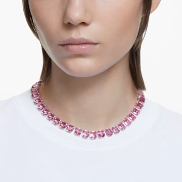 Millenia 项链, 八角形切割, 粉红色, 镀铑 - Swarovski, 5608807