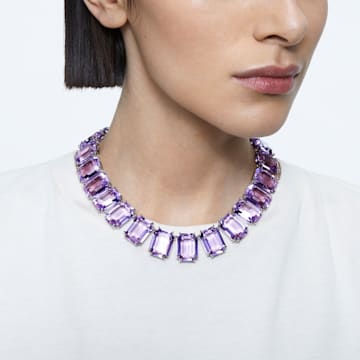 Millenia ketting, Oversized kristallen, Octagon-slijpvorm, Paars, Rodium toplaag - Swarovski, 5609701