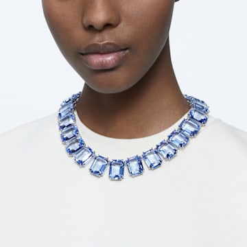 Millenia 項鏈, 超大Swarovski水晶, 八角形切割, 藍色, 鍍白金色 - Swarovski, 5609703