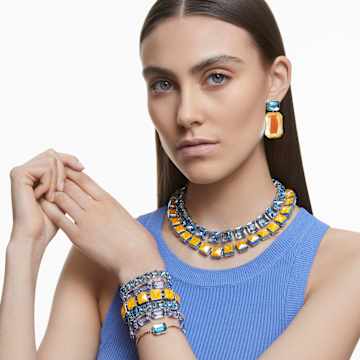 Collana Millenia, Taglio squadrato, Blu, Placcato rodio - Swarovski, 5609704