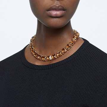 Collier Millenia, Taille Carré, Jaune, Placage de ton or - Swarovski, 5609705