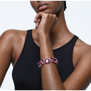 Millenia bracelet, Trilliant cut, Pink, Rhodium plated - Swarovski, 5609714