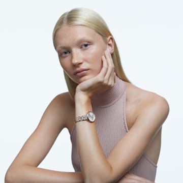 Attract watch, Swiss Made, Pavé, Metal bracelet, Rose gold tone, Rose gold-tone finish - Swarovski, 5610487