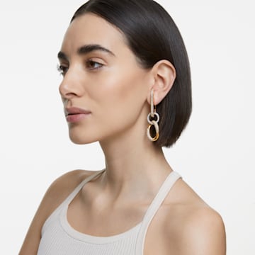 Dextera drop earrings, Pavé, White, Gold-tone plated - Swarovski, 5613385