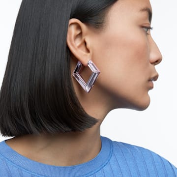 Lucent hoop earrings, Statement, Pink - Swarovski, 5613549