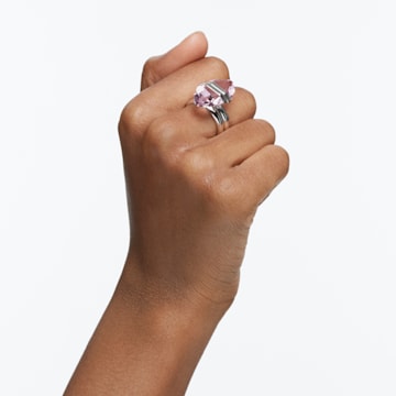 Lucent ring, Magnetic, Pink, Rhodium plated - Swarovski, 5613558