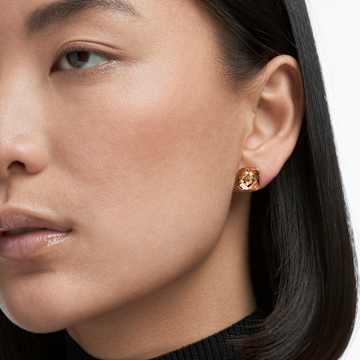 Ortyx 耳钉, 金字塔切割, 黄色, 镀金色调 - Swarovski, 5613680