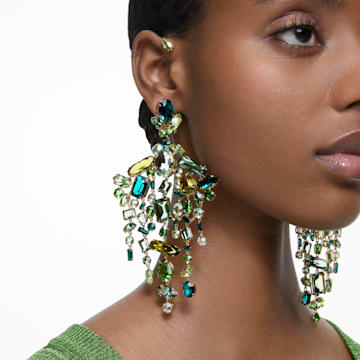 Gema 耳廓耳环, 不对称, 垂饰, 綠色, 镀金色调 - Swarovski, 5613732