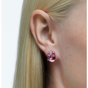 Gema stud earrings, Pink, Rhodium plated - Swarovski, 5614455