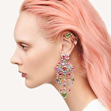 Gema 耳钉, 水滴切割, 粉红色, 镀铑 - Swarovski, 5614455