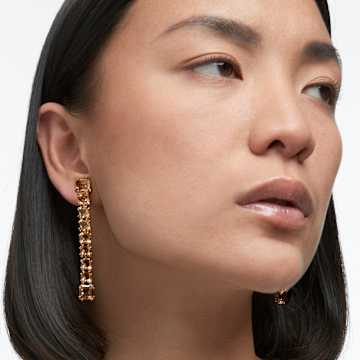 Millenia clip earrings, Asymmetrical design, Yellow, Gold-tone plated - Swarovski, 5614921
