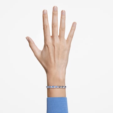 Ortyx 手链, 三角形切割, 蓝色, 镀铑 - Swarovski, 5614925
