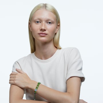 Letra bracelet, Clover, Green, Rhodium plated - Swarovski, 5614970