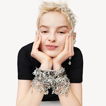Letra bracelet, Horseshoe, Grey, Rhodium plated - Swarovski, 5615000