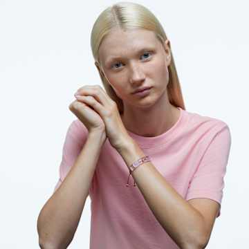 Letra bracelet, Heart, Pink, Gold-tone plated - Swarovski, 5615001
