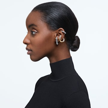 Pendiente ear cuff Dextera, Conjunto (3), Diseño asimétrico, Blanco, Combinación de acabados metálicos - Swarovski, 5615735