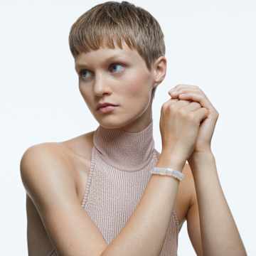 Bracelet Letra, Lune, Blanc, Placage de ton or - Swarovski, 5615863