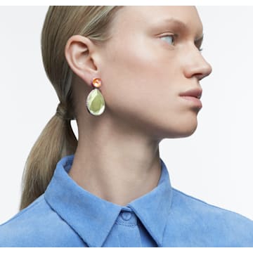 Orbita clip earrings, Asymmetrical, Drop cut, Multicoloured, Rhodium plated - Swarovski, 5616019