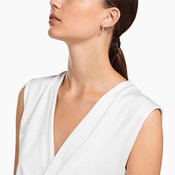 Sommerset hoop earrings, White, Rhodium plated - Swarovski, 5616262