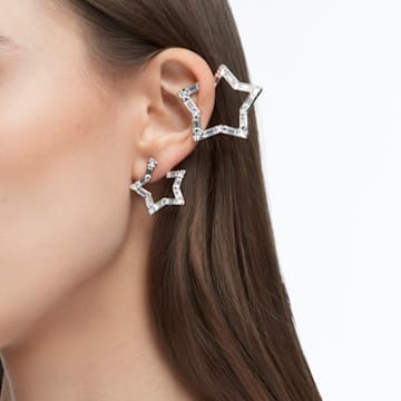 Stella 耳骨夾, 套裝 (3), 混合式切割, 星星, 白色, 鍍白金色 - Swarovski, 5617757