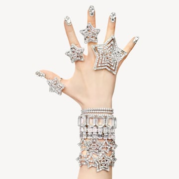 Stella bracelet, Star, White, Rhodium plated - Swarovski, 5617880