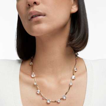 Constella 项链, 混合式圆形切割, 白色, 镀金色调 - Swarovski, 5618033