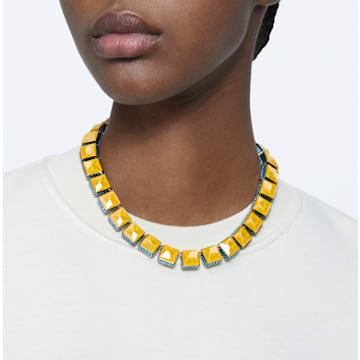 Orbita necklace, Square cut, Multicoloured, Rhodium plated - Swarovski, 5618252