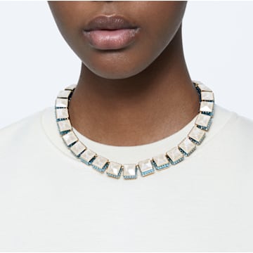 Orbita necklace, Square cut crystals, Multicolored, Rhodium plated - Swarovski, 5618252
