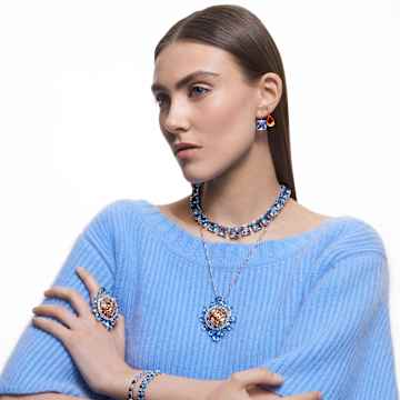 Curiosa brooch, Multicoloured, Rhodium plated - Swarovski, 5618272