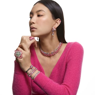 Δαχτυλίδι κοκτέιλ Curiosa, Πολύχρωμο, Επιμετάλλωση σε ροζ χρυσαφί τόνο - Swarovski, 5618279