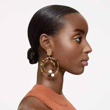 Somnia hoop earrings, Multicoloured, Gold-tone plated - Swarovski, 5618296