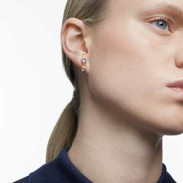 Set cercei ear cuff Constella, Design asimetric, Tăietură rotundă, Albi, Placat cu nuanță roz-aurie - Swarovski, 5620130