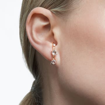 Constella 扣式耳環, 非對稱設計, 圓形切割, 白色, 鍍玫瑰金色調 - Swarovski, 5620130
