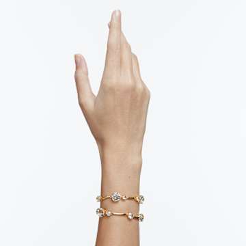 Podwójna bransoletka typu bangle Constella, Szlif okrągły, Biała, Powłoka w odcieniu złota - Swarovski, 5620395
