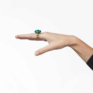 Anillo Lucent, Cierre magnético, Verde, Baño tono oro - Swarovski, 5620719